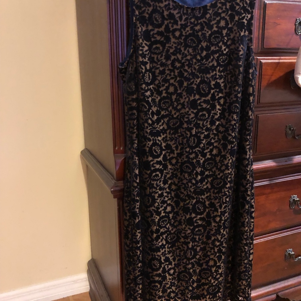 From a Naples, FL boutique. Blue lace dress with faux diamond dragonfly brooch.